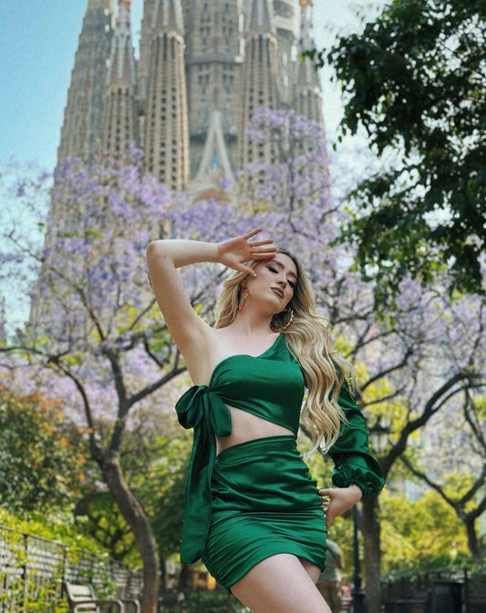 VESTIDO SATIN PLISADO